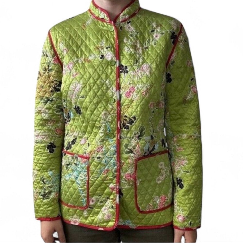 Anne Carson 100% Silk Quilted Jacket, Size Large - Picture 2 of 13
